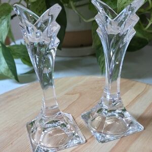 Vintage Mikasa “Deco” Lead Crystal Candlesticks – Faceted Art Deco Style Pair